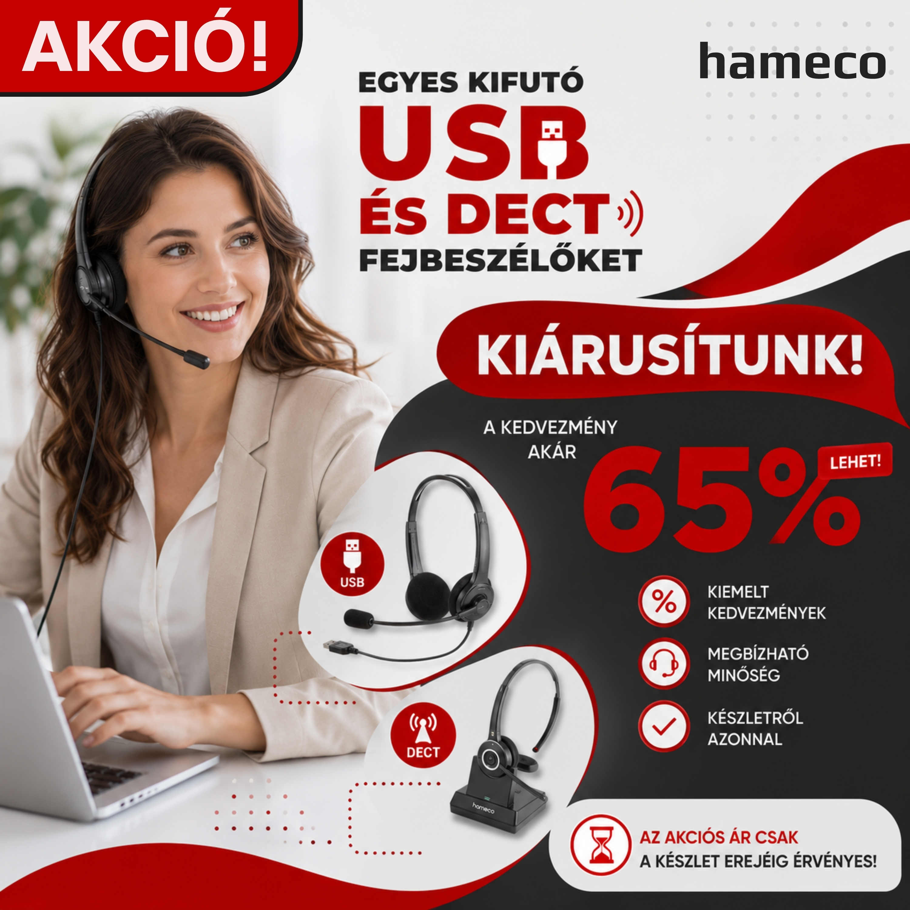 AKCIÓ! Egyes kifutó USB és DECT fejbeszélőket kiárusítunk!
